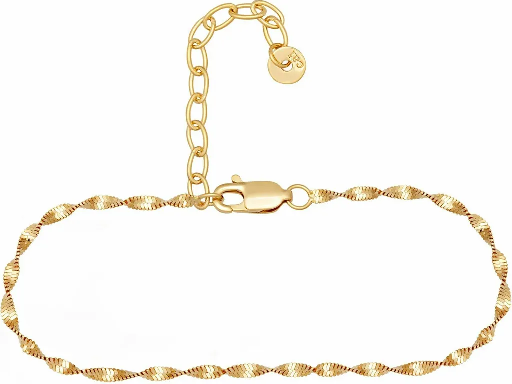 Cavigliera CAI 925 Argento Sterling Oro Catena Piatta Attorcigliata