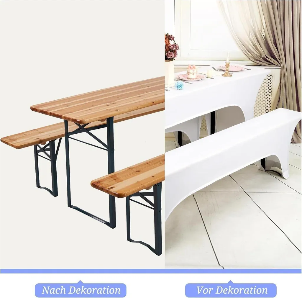 Copritavolo Elasticizzato Bianco Impermeabile 220 cm | Kit Eventi 3 Pezzi - 4