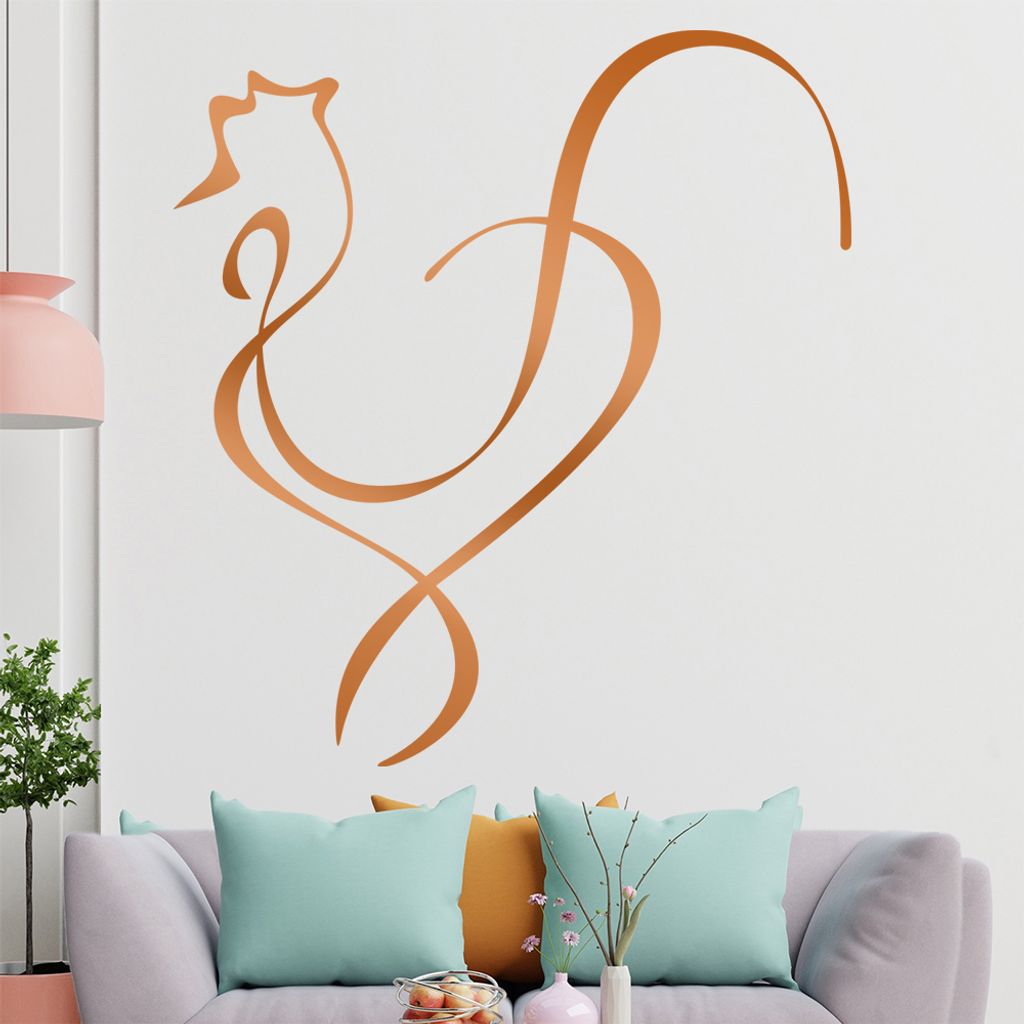 Hahn Linien Wandtattoo in 6 Größen - Wandaufkleber Wall Sticker - Dekoration, Küche, Wohnzimmer, Schlafzimmer, Badezimmer