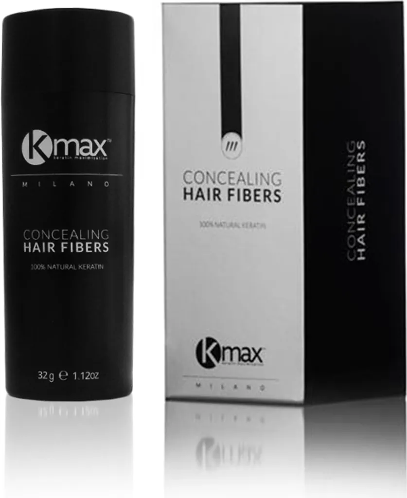 Fibres Capillaires pour Couvrir la Perte de Cheveux Kmax Poudre Noire 32g