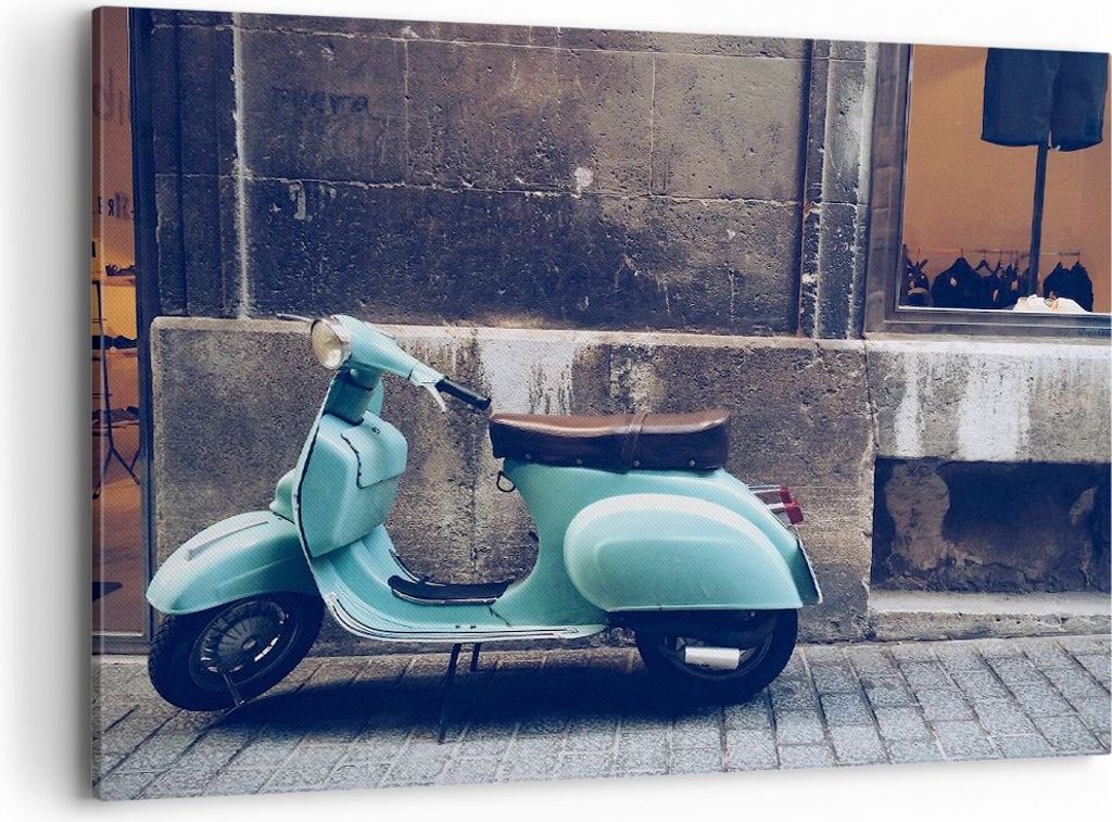 Bild auf Leinwand - Leinwandbild - Roller Straße - 100x70cm - Wand Bild - Wanddeko - Wandbilder - Leinwanddruck - Bilder - Kunstdruck - Wanddekora...