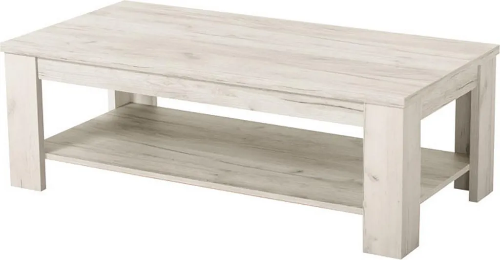 Dmora Front Tavolino Soggiorno Bianco Larice 120x60 Rettangolare
