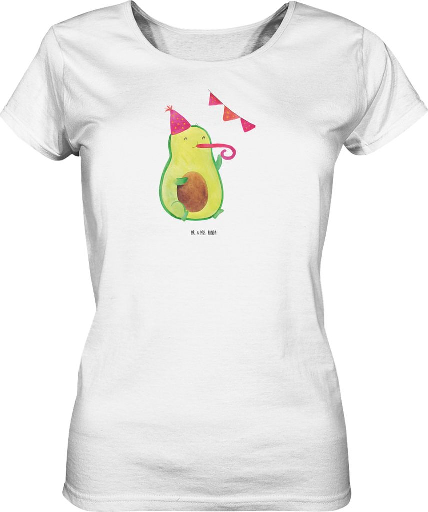 Mr. & Mrs. Panda Basic Shirt Damen Avocado Party Größe L - Weiß - Geschenk, T-Shirt, Happy Birthday, Baumwoll, Geburtstag, Avocados, Kurzarmshir...