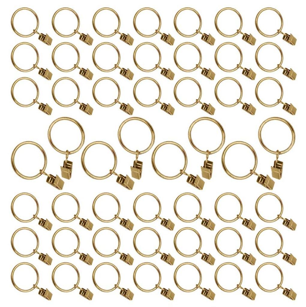 50 Gardinenringe mit Clips, 25-38 mm Edelstahl-Gardinenstangenhaken, Gardinenringe, Aufhängeringe, Gardinenclips, Gardinenstangen für Gardinen un...