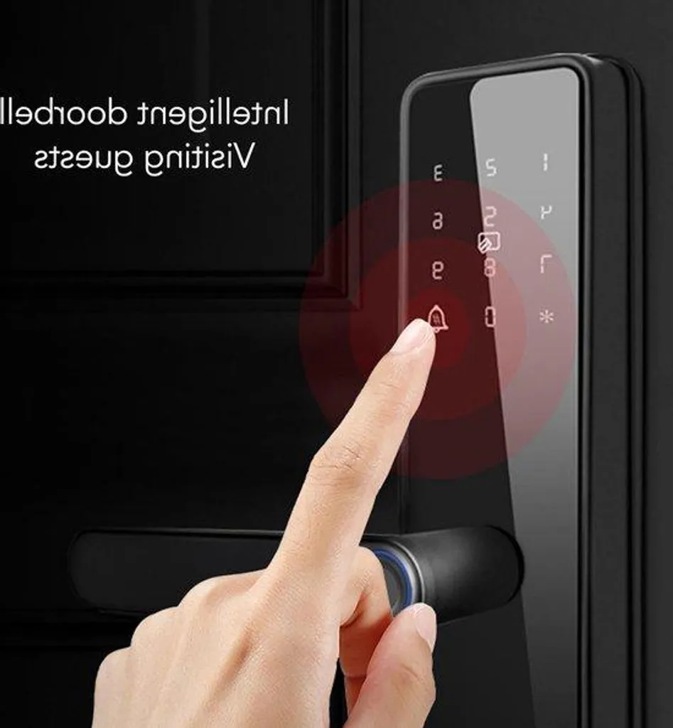 Serrure empreinte digitale avec alarme de sécurité et clé mécanique