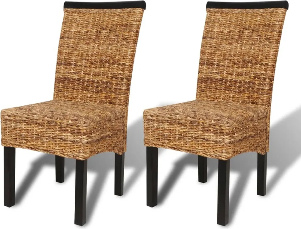 Chaises de salle à manger robustes en bois de manguier et abaca lot de 2