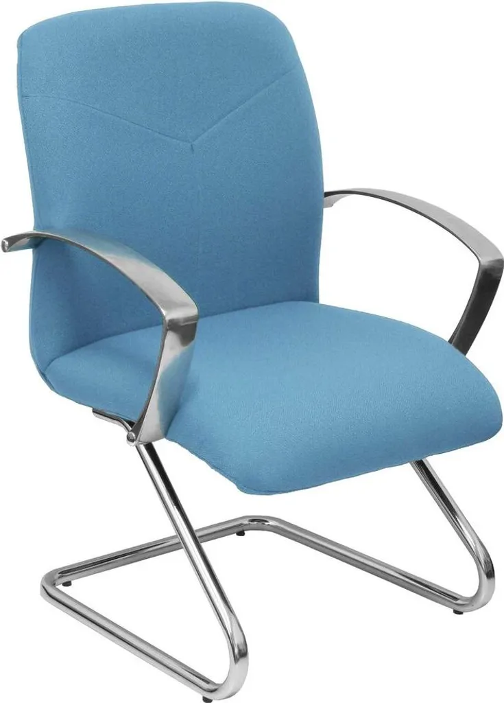 Caudete Fauteuil avec piètement traîneau Bali bleu ciel - Design Chic