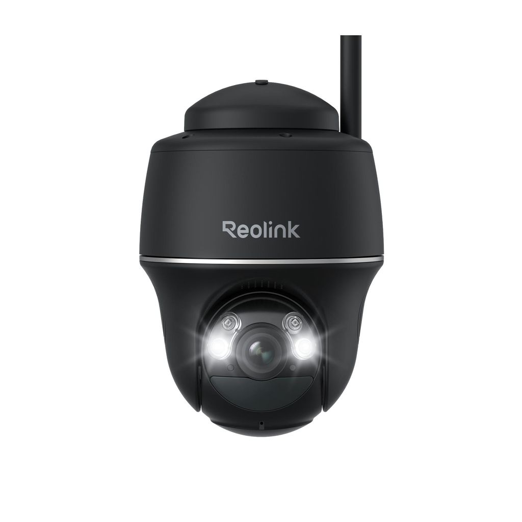 A black Reolink Argus PT security camera is shown against a white background.