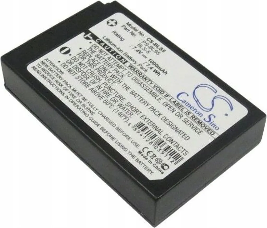 Batterie Li-Ion CS-BLS5 de 1000mAh longue durée pour Olympus BLS5