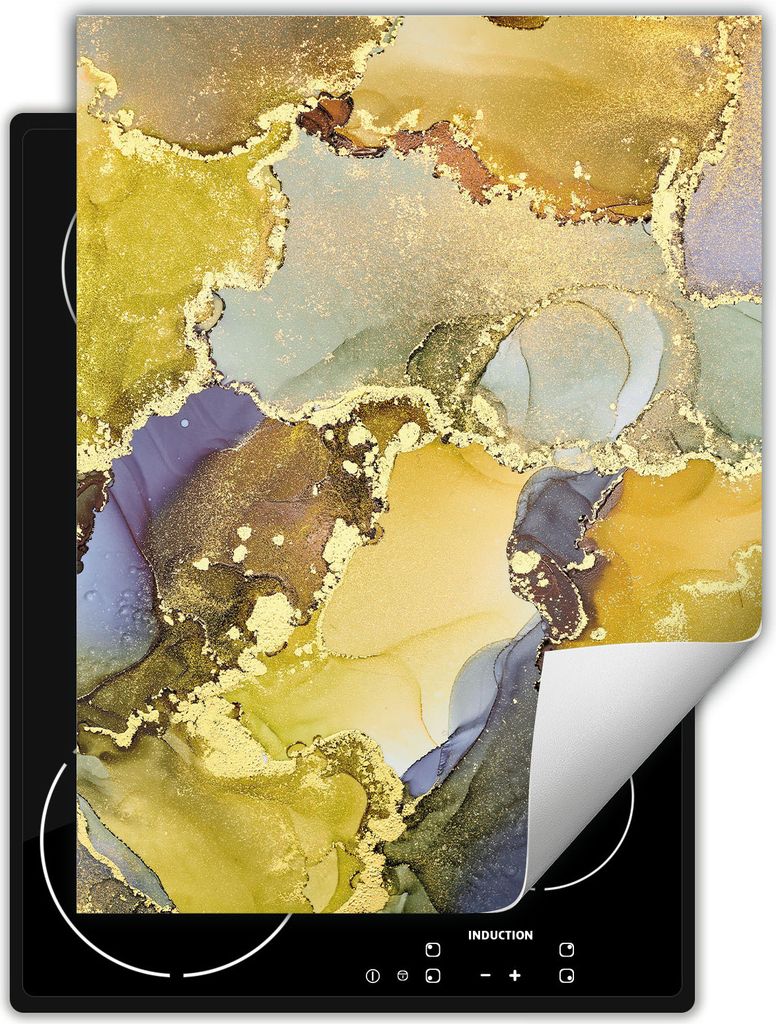 DarHaus Herdabdeckplatte Einteilig Küche Abdeckplatte für Glaskeramikkochfeld Abdeckung Induktionskochfeld Aufrollbare Matte 40x52 cm, bunt - Marmor