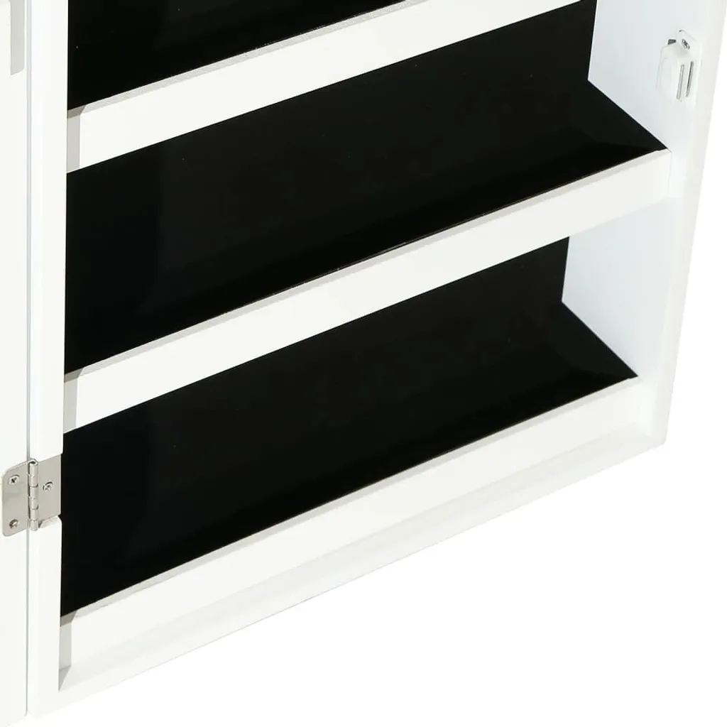 Rangement bijoux mural avec miroir LED blanc pour chambre et dressing - 9