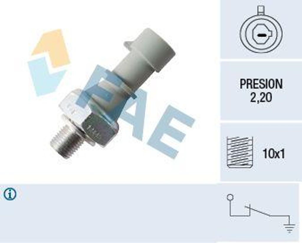FAE 12445 Öldruckschalter OE 55233423 kompatibel mit Giulietta, 500, 500C, Freemont, Ypsilon, Astra G, Astra H