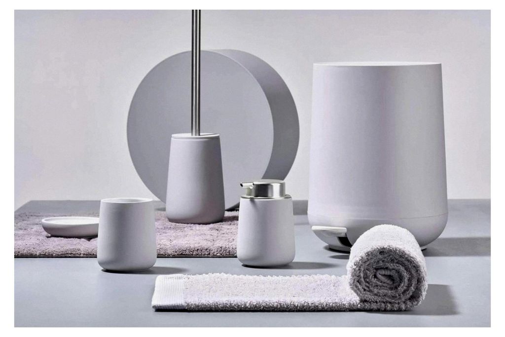 Toilettenbürste Nova, Klobürste aus Porzellan und Edelstahl, WC Bürste mit Halter, Soft-Touch-Beschichtung, Durchm. 10,3 cm, Höhe 37 cm, Soft Grey