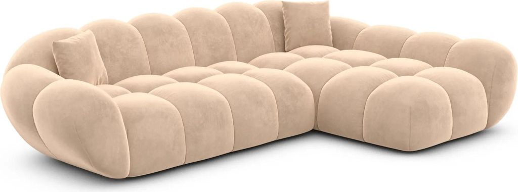 Samtstoff L-Form Sofa Liva Beige Rechts
