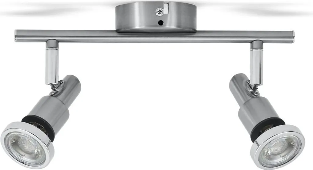 Plafonnier LED 2 spots orientables IP44 GU10 5W blanc chaud pour bain
