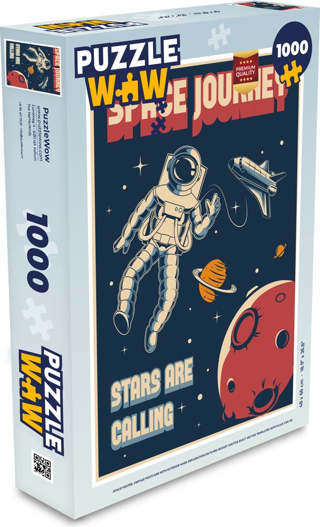 MuchoWow Puzzle 1000 Teile Raumfahrt - Astronaut - Weltraum - Retro - Spielzeug - Alt und Jung - Spiele - Puzzeln