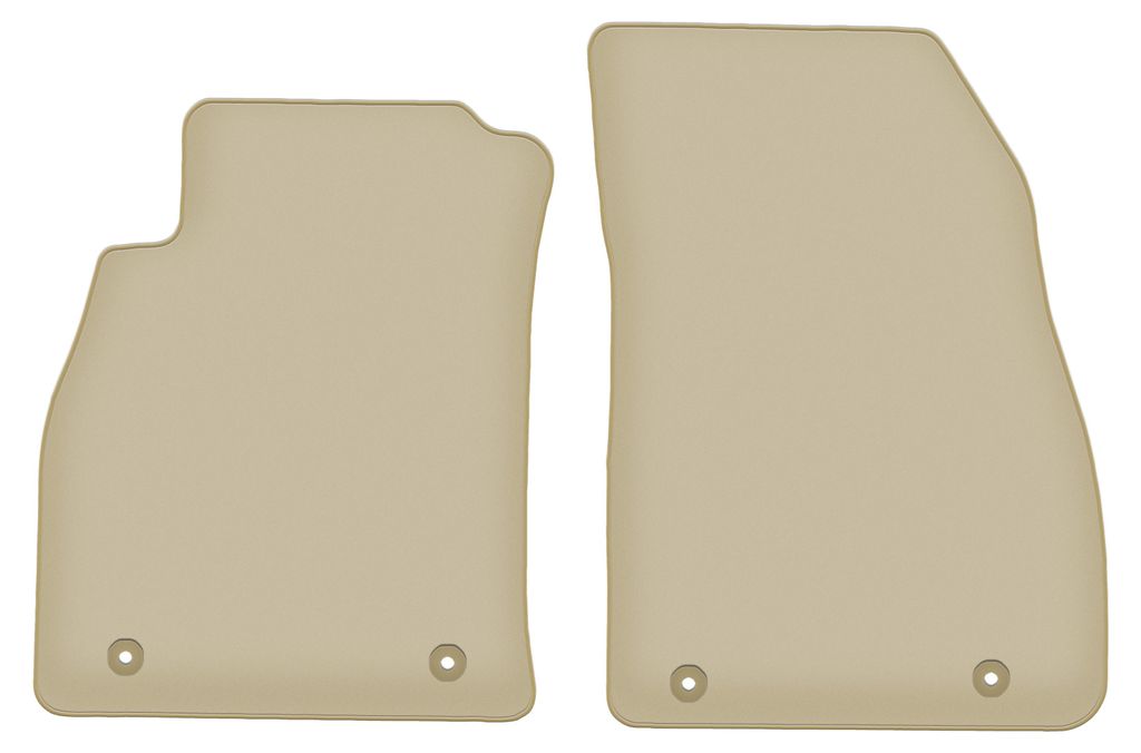 Velours-Fußmatten Vorne PREMIUM beige passend für Saab 9-5 II NG (2010-2012, Limousine, Kombi, Liftback, Fließheck) – mit Befestigungen – p...