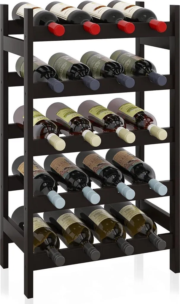 Casier à vin design en bois noir 20 bouteilles support de cave stable
