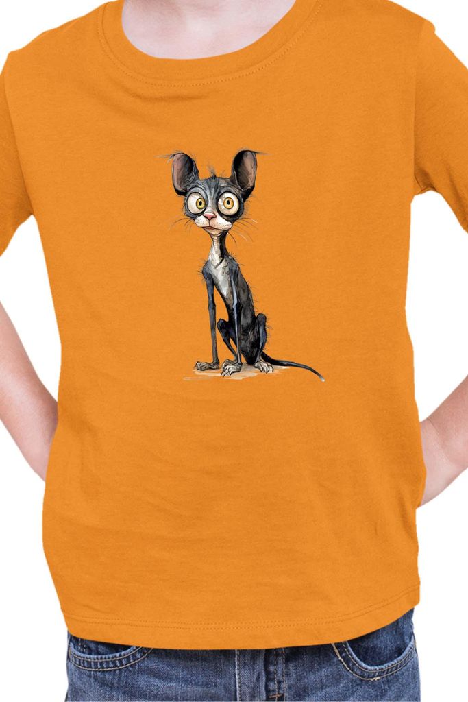 Kinder T-Shirt Funny Cats Breeds Cornish Rex Cat, 3-4 Jahr - 104 / Orange
