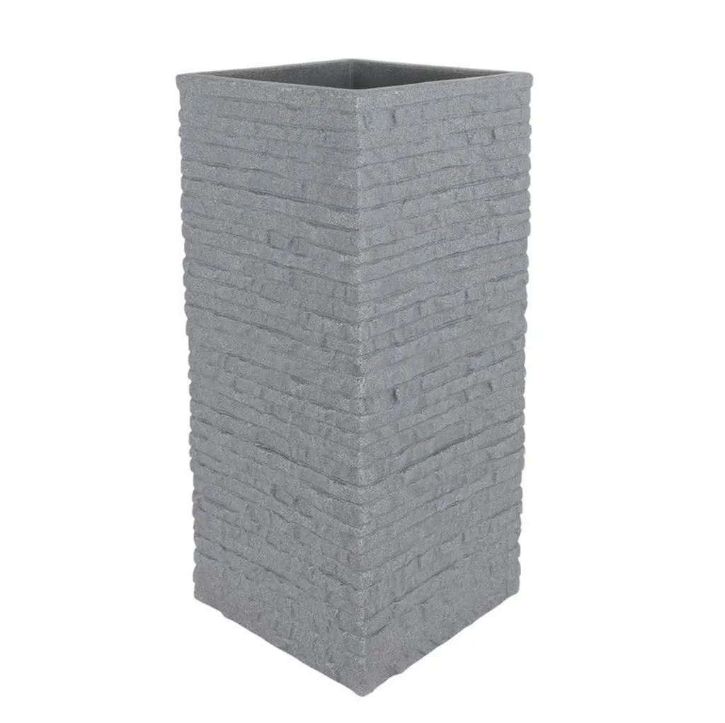 Pot de fleurs Kubus aspect brique grise 60 cm résistant au gel et UV