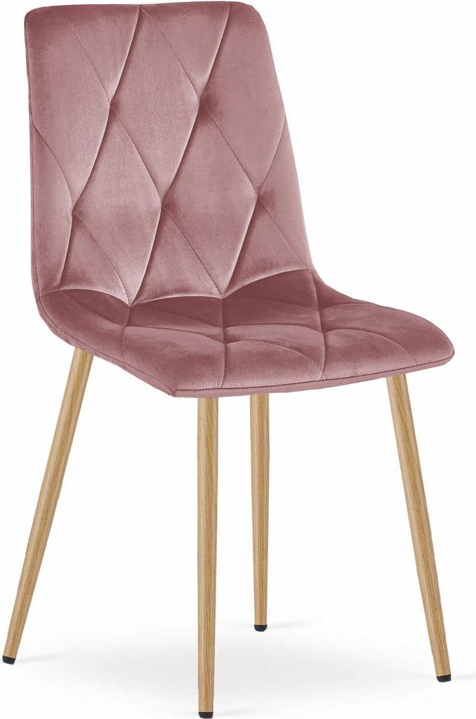 LIBRA Stuhl - rosa Samt / Holz Farbe Beine x 4