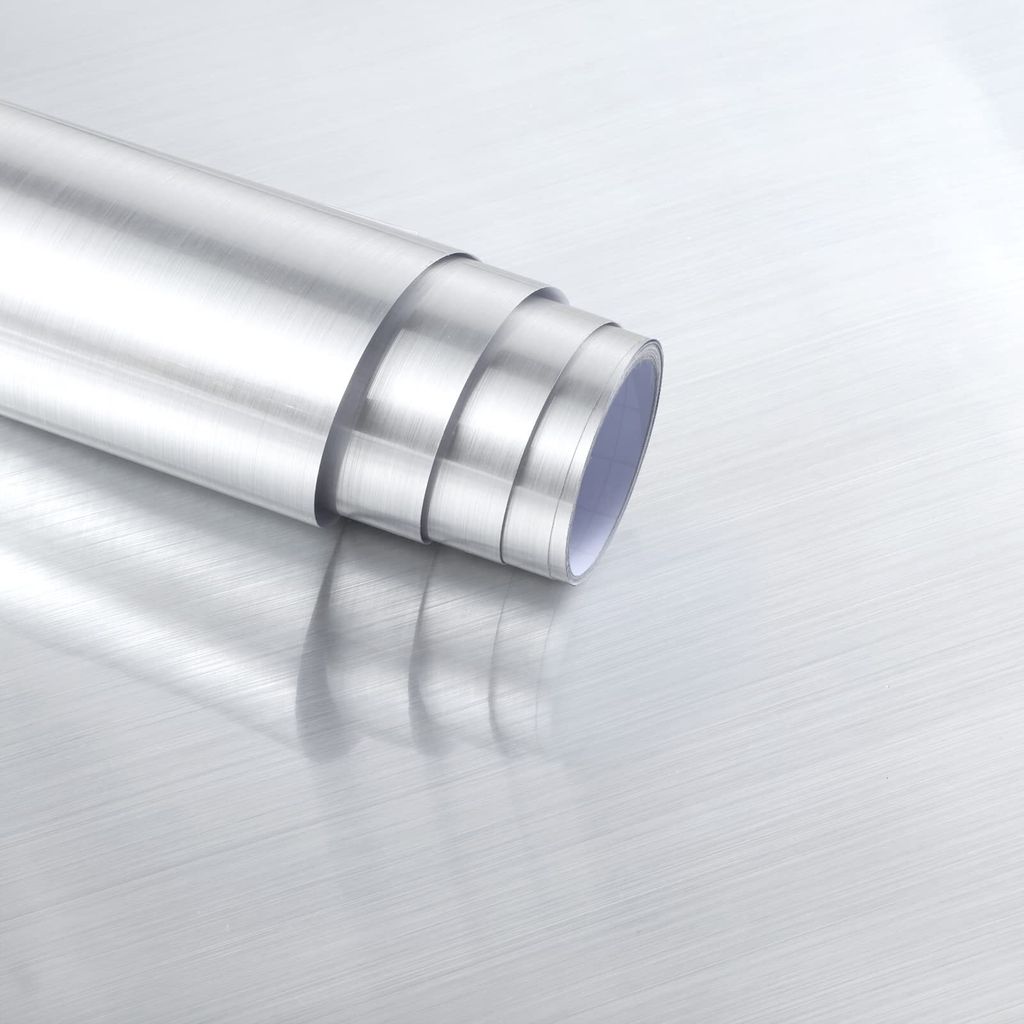 Gebürstetes Silber Klebefolie Möbel Tapete,60cmx5m für Möbelabdeckung