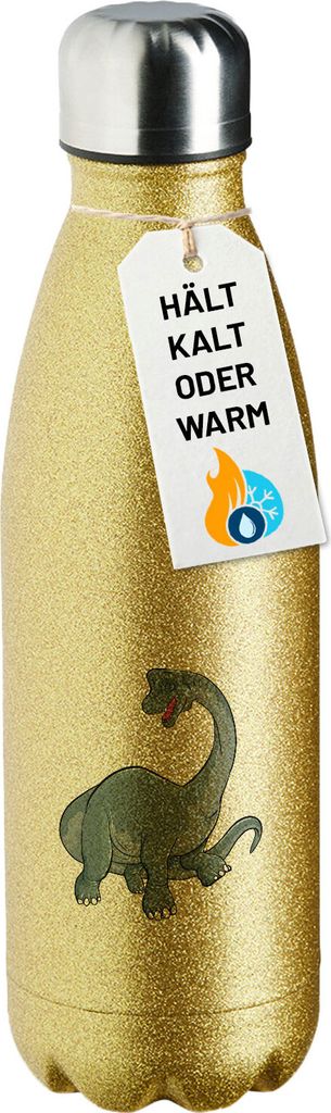 Huuraa Trinkflasche Brachiosaurus Dinosaurier 500ml Gold Edelstahl Wasserflasche Trinkflasche Geschenkidee