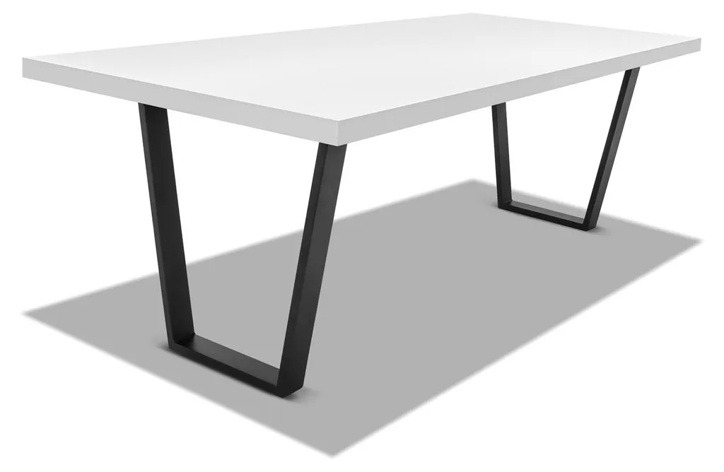 Table à manger 6 personnes blanc et noir 160 cm pour salon contemporain