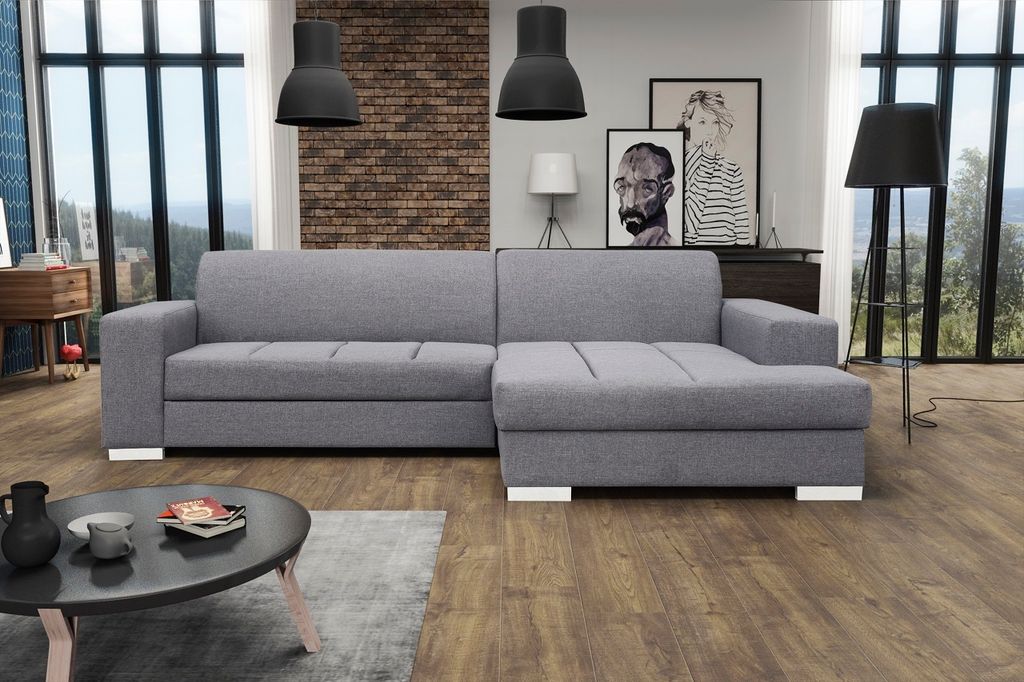 Ecksofa Eckcouch L-Form Sofa Schlafsofa LUBERO sawana 05 rechts mit Schlaffunktion und Bettkasten