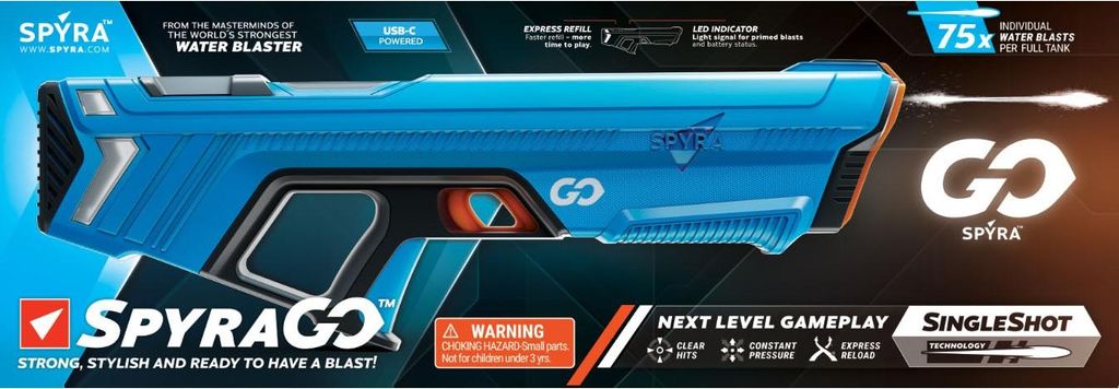 Spyra Go Wasserpistole Spritzpistole Wasserblaster Blau Outdoor Spielzeug657