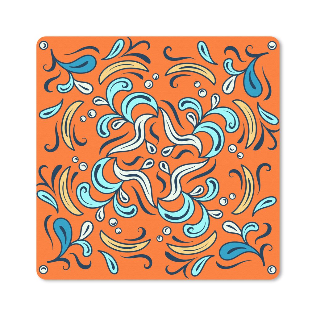 MuchoWow Mauspad Mousepad Blütenblätter - Blau - Gelb - Weiß 20x20 cm - Mousepads - Maus Mat - Pad - Mausunterlage - Desk Mat - Bureauartikeln