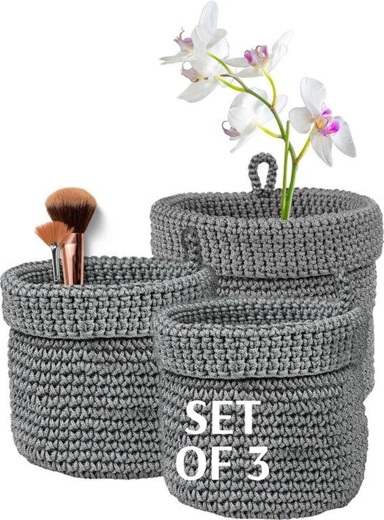 Boîtes de Rangement pour Salle de Bain et Chambre Enfant - Lot de 3 Gris