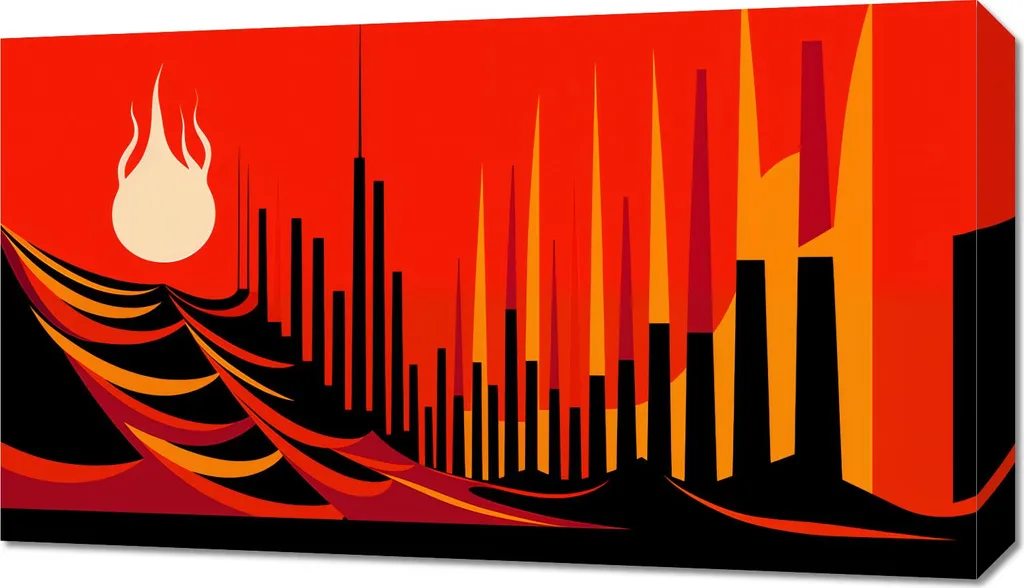 Quadro Moderno Urbano 70x40 cm Fuoco Sanguinante - Stampa su Tela