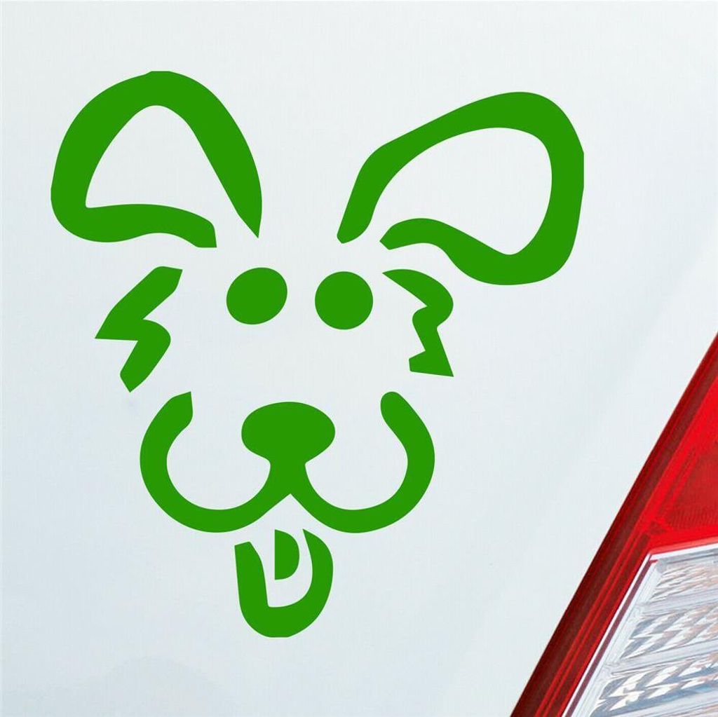 Auto Aufkleber Hund Dog Animal Tier Süß Comic 10x9 cm Hellgrün Sticker Heckscheibenaufkleber