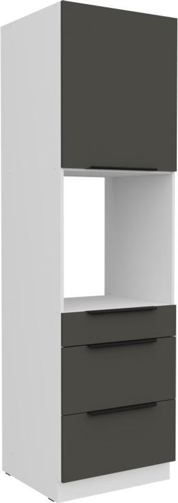 Schrank für Einbaubackofen mit Schubladen LUNARA – Breite 60 cm, Graphit/Weiß