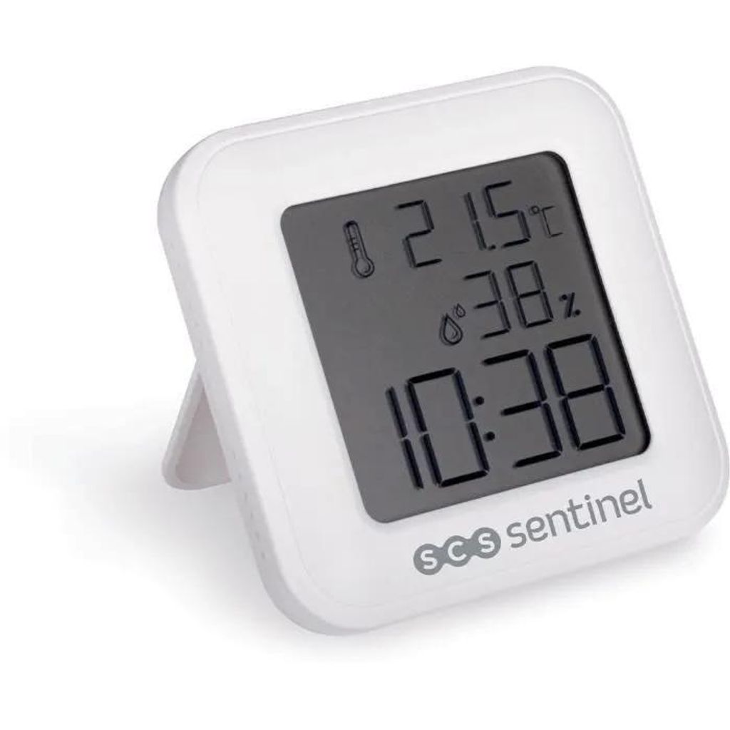 Thermometer-Hygrometer – SCS SENTINEL – ThermoHygro – Innenbereich – Anzeige von Uhrzeit, Alarm, Luftfeuchtigkeit und Temperatur