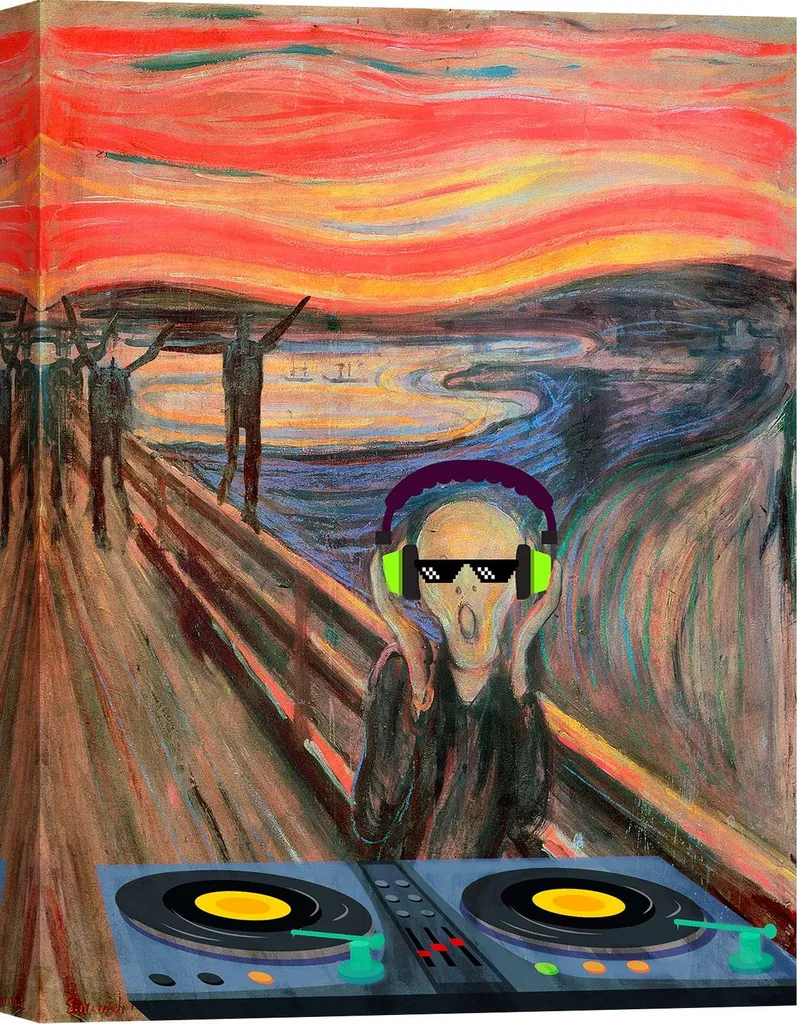 Grande Peinture sur Toile Pop Art 120x90 cm Munch the DJ Matt Spencer