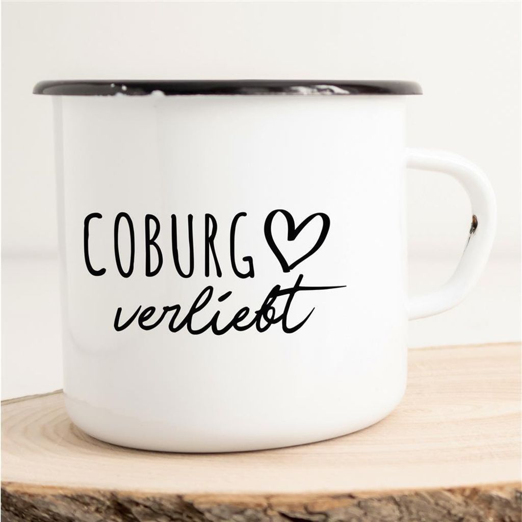 Huuraa Emaille Tasse Coburg Geschenk Kaffeebecher Vintage 300ml Coburg Präsent