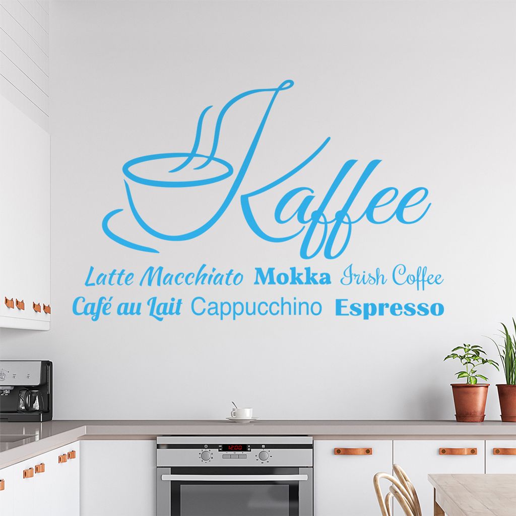 Wandtattoo Kaffee Nr. 2 Wandtattoo in 6 Größen - Wandaufkleber Wall Sticker - Dekoration, Küche, Wohnzimmer, Schlafzimmer, Badezimmer