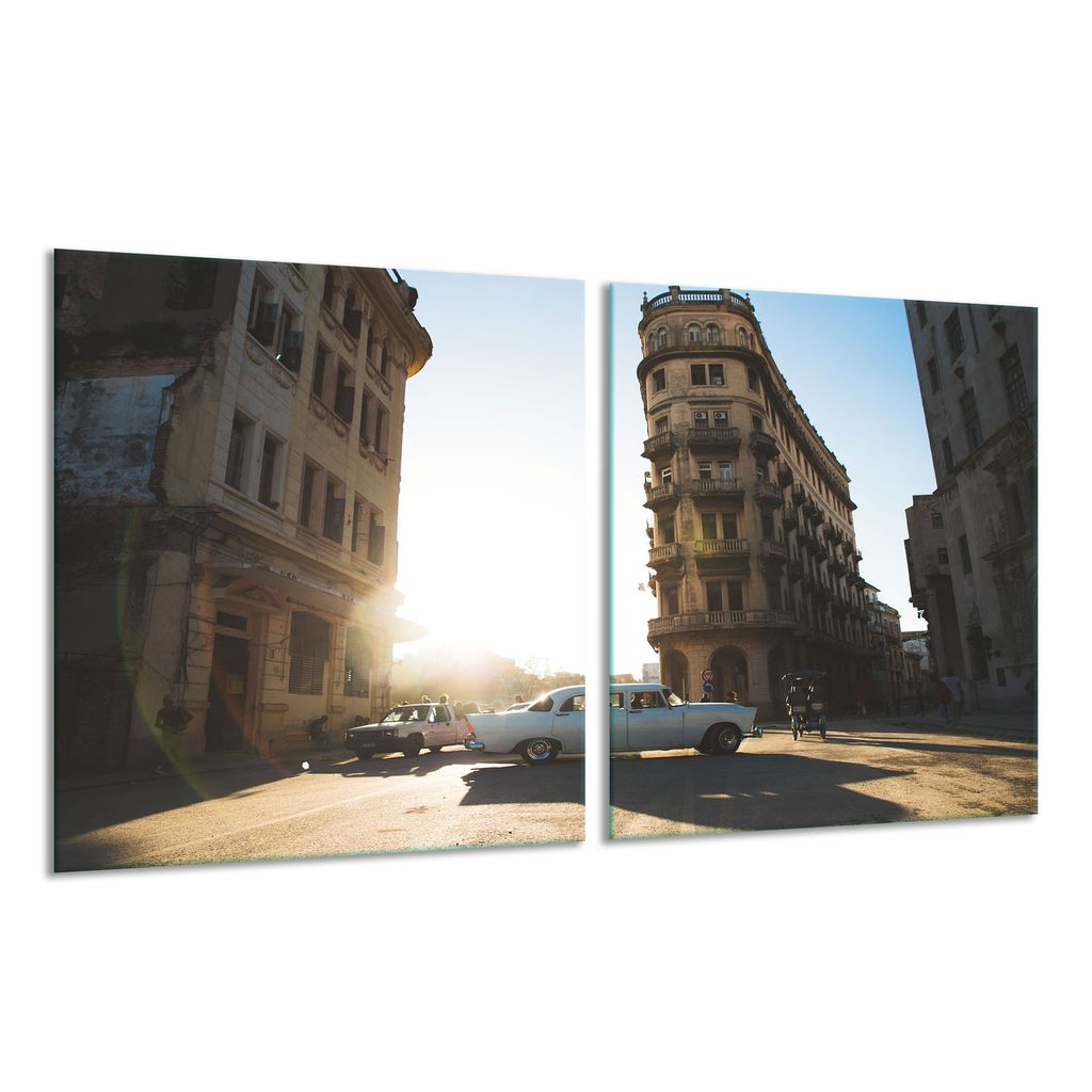 Herdabdeckplatte Ceran 2-Teilig 2x40x52 Stadt Beige Abdeckung Spritzschutz Glas