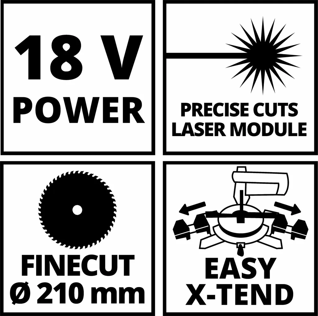 Scie Circulaire à Onglets 210mm Einhell TE-MS 18/210 Li Solo Compacte 18V - 36