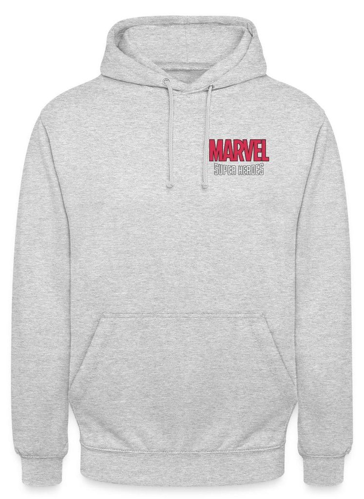 Spreadshirt Avengers Marvel Superhelden Chest- Und Backprint Uni Hoodie, L, Hellgrau meliert