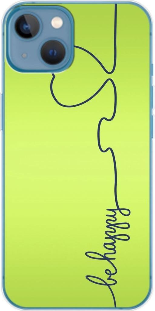 König Design Hülle kompatibel mit Apple iPhone 14 Plus Kunststoff Soft Handyhülle - Handy Case Be Happy Grün