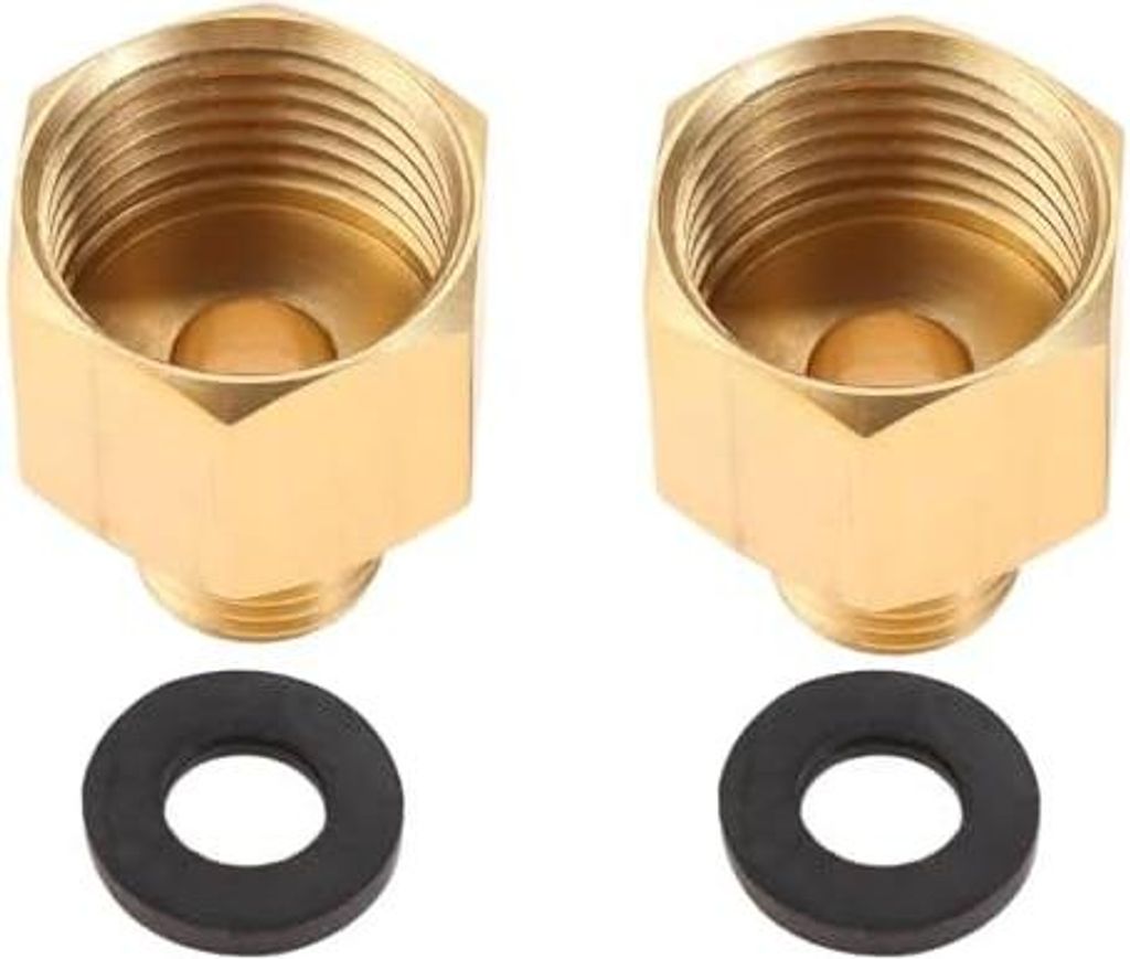 2 Stück Gasflaschen Adapter, 1/2" auf 1/4" Lpg Adapter Gaskocher Gewinde mit Dichtungen Messing Übergang für Hockerkocher Campingkocher Gas