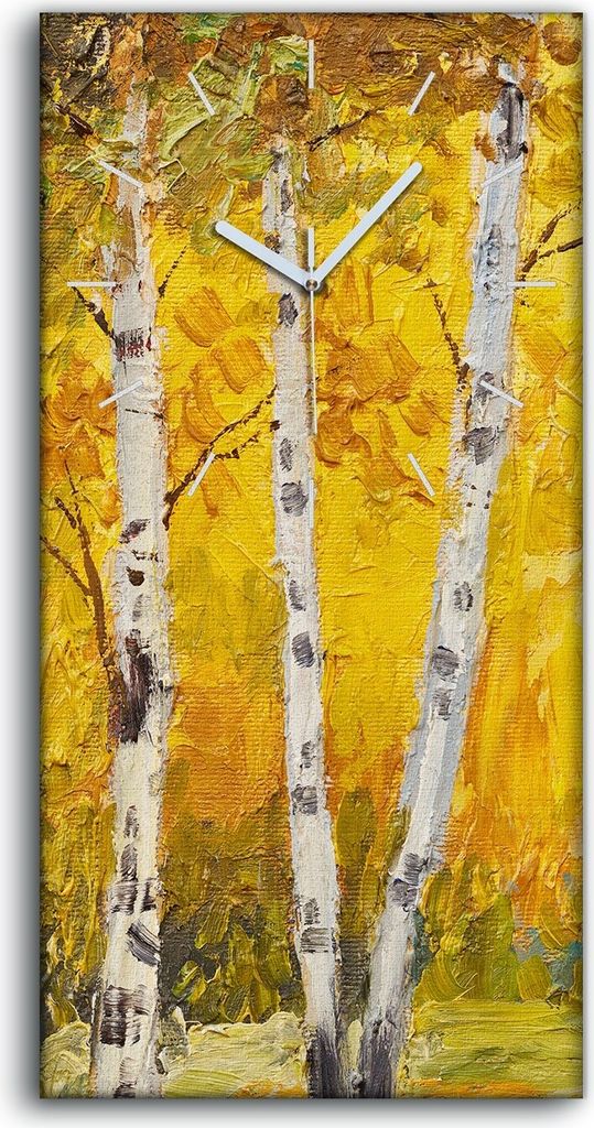 Leinwand Wanduhr Wandkunst Uhr Geräuschlos Kunstdruck 30x60 Ölgemälde Wald Bäume - weiße Hände