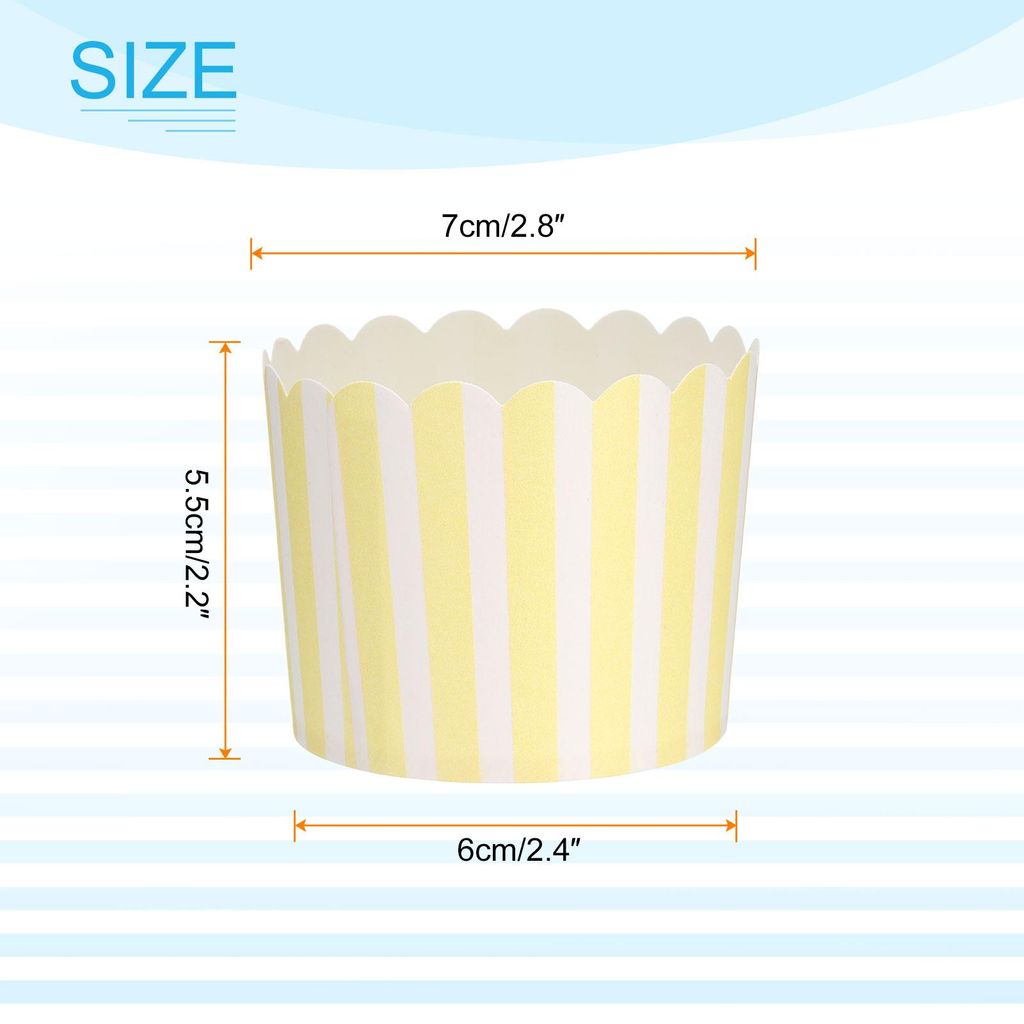 50 Stš¹ck Papierbackf?rmchen 6oz Fettbest?ndige Einweg-Cupcake-Muffin-F?rmchen fš¹r Hochzeit Geburtstag Abschlussfeier, Pinstripe Gelb