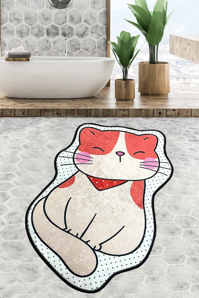Tapis de Bain Velours 700 g/m² Moelleux Mijolnir Chat Design Multicolore