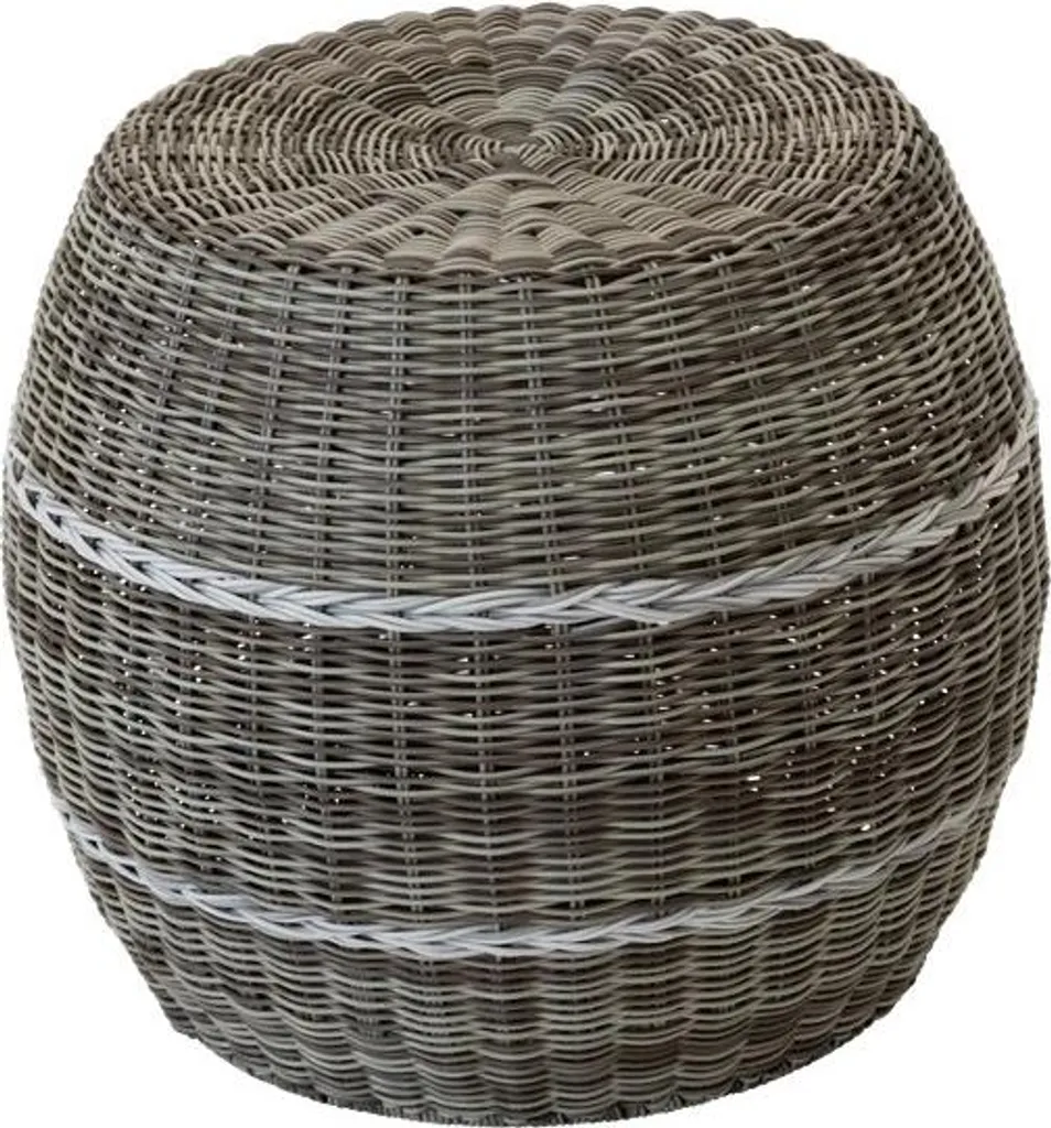 Pouf rond beige en fibres d'osier - Tabouret d'appoint style nature