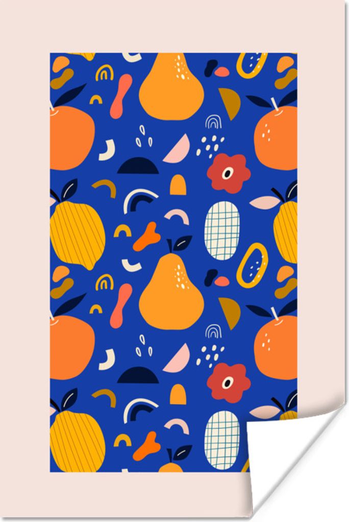 MuchoWow Poster Zitrone - Birnen - Blume - Frucht - Abstrakt 20x30 cm - Papierdruck