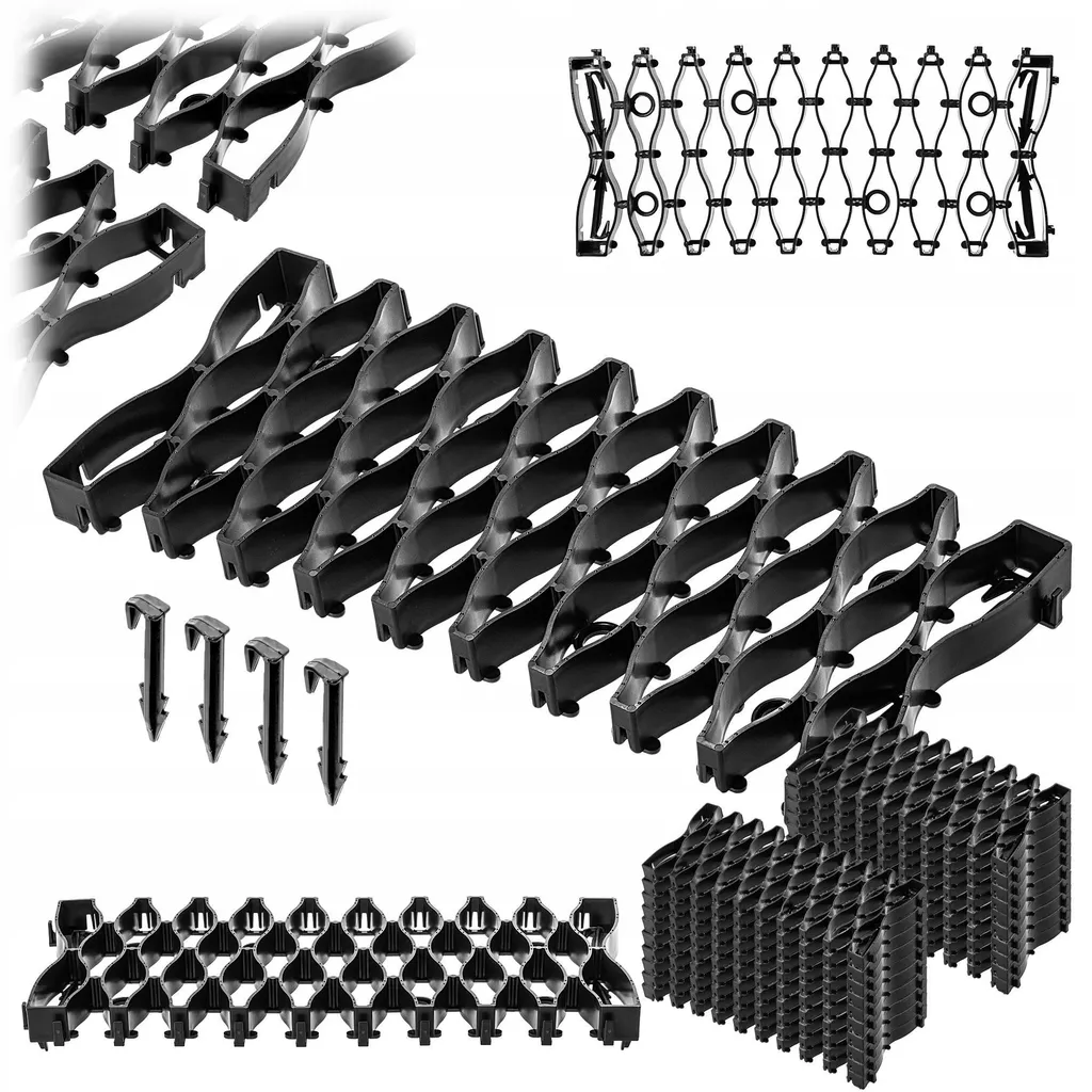 Dalles de stabilisation gazon modules 47cm noir - Pack de 20 plaques